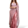 Dusky Pink Silk With Crystal Net
