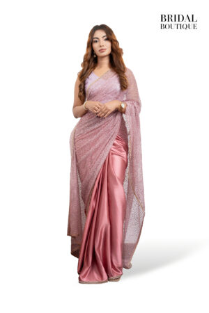 Dusky Pink Silk With Crystal Net