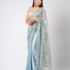 Pastel Blue Silk With Crystal Net
