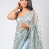 Pastel Blue Silk With Crystal Net