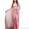 Dusky Pink Silk With Crystal Net