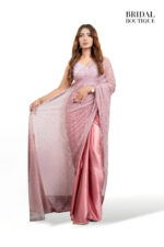 Dusky Pink Silk With Crystal Net