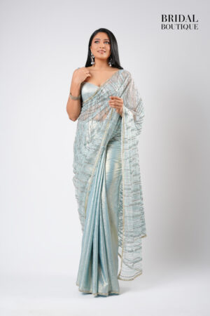 Metallic Silk With Crystal Net