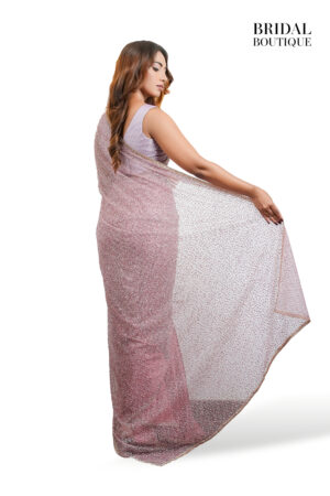 Dusky Pink Silk With Crystal Net