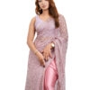 Dusky Pink Silk With Crystal Net