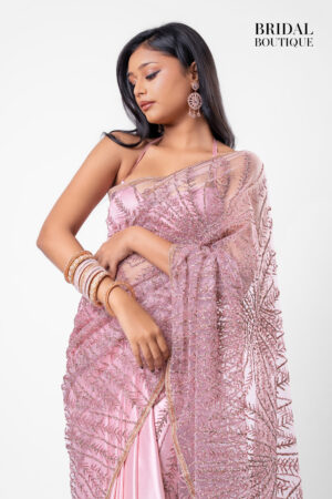 Two Toned Pink Silk With Crystal Net