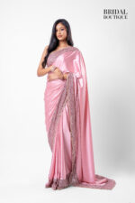 Pink Silk With Crystal Net Border