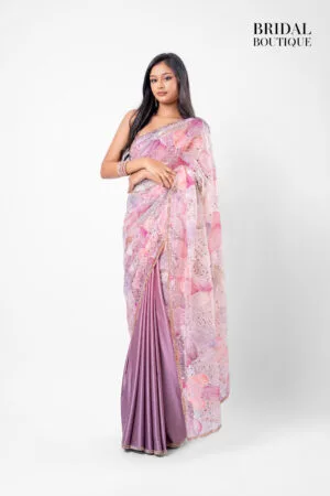 Lilac Floral With Two Toned Mauve Silk