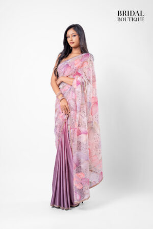 0063 Lilac Floral With Two Toned Mauve Silk
