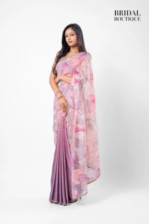 Lilac Floral With Two Toned Mauve Silk