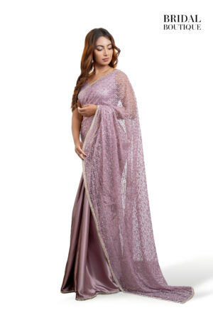 0064 Purple Silk With Crystal Net