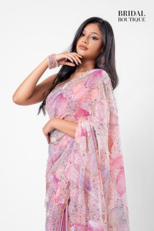 0071 Lilac Floral With Two Toned Mauve Silk