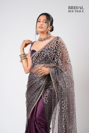 Wine Silk With Crystal Net