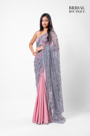 Pink Silk With Crystal Net