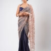 Navy Blue Silk With Crystal Net