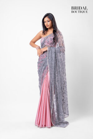 Pink Silk With Crystal Net