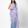 0097 Blue Floral With Two Toned Blue Silk
