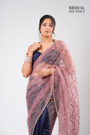 0101 Midnight Blue Silk With Crystal Net