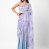 0109 Blue Floral With Two Toned Blue Silk