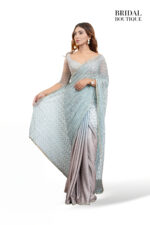 0113 Pale Blue And Silver Shaded Shimmer With Crystal Net