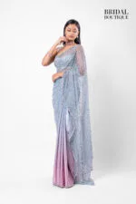 Pink/Blue Two Toned Silk With Crystal Net