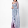 0122 Pink/Blue Two Toned Silk With Crystal Net