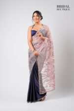 Navy Blue Silk With Crystal Net