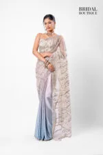 0129 Two Toned Blue Silk With Crystal Net