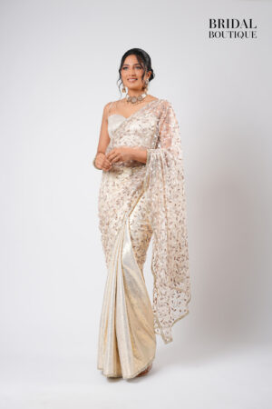 Metallic Silk With Crystal Net