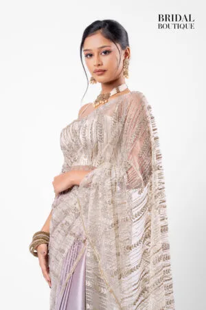 Two Toned Blue Silk With Crystal Net