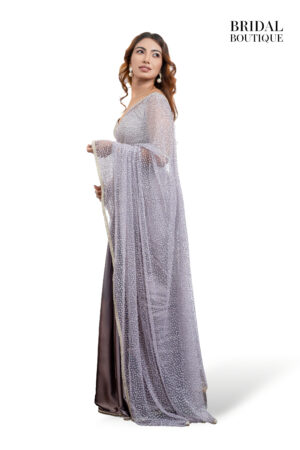 Purple Silk With Crystal Net