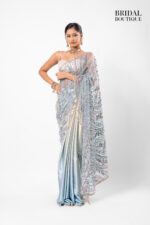 Yellow/Blue Two Toned Silk With Crystal Net