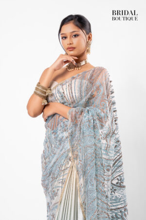 0149 Yellow/Blue Two Toned Silk With Crystal Net