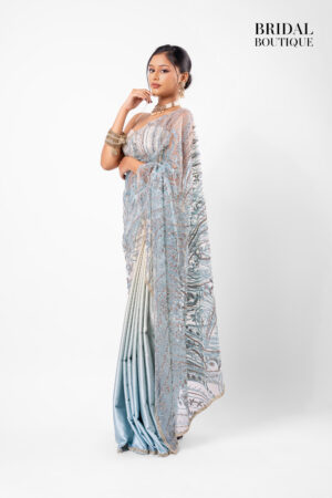 0151 Yellow/Blue Two Toned Silk With Crystal Net