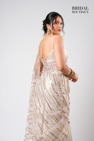 Metallic Silk With Crystal Net