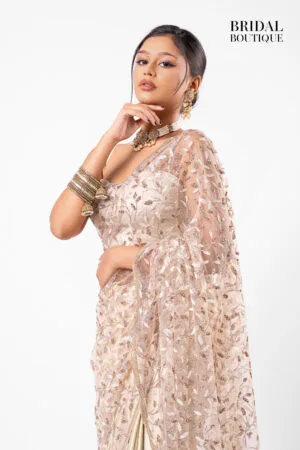 Yellow/Green Two Toned Silk With Crystal Net