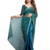 Deep Teal Silk With Crystal Net