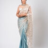 Mint Blue Silk With Crystal Net