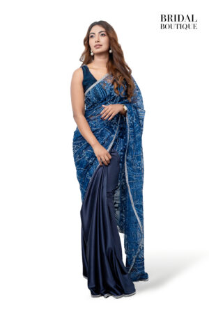 Midnight Blue Silk With Crystal Net