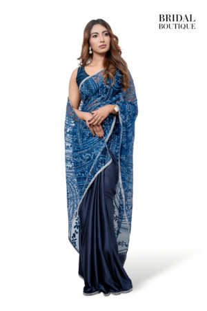 Midnight Blue Silk With Crystal Net