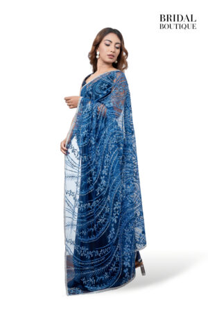 Midnight Blue Silk With Crystal Net