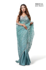 0234 Teal Blue Silk With Crystal Net