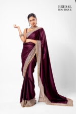 Wine Silk With Crystal Net Border