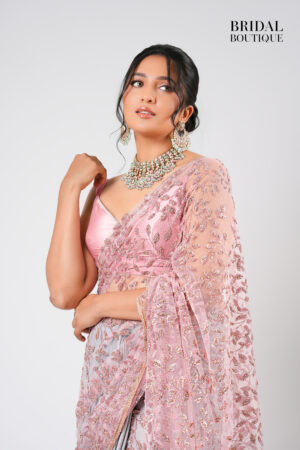 Pink Two Toned Shimmer With Crystal Net