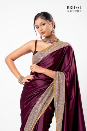 Wine Silk With Crystal Net Border