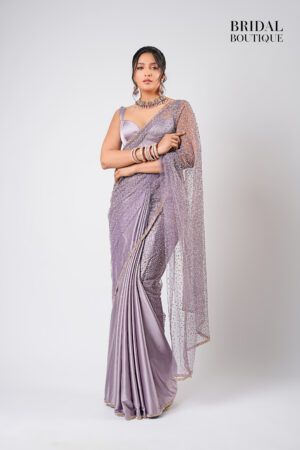 Purple Silk With Crystal Net