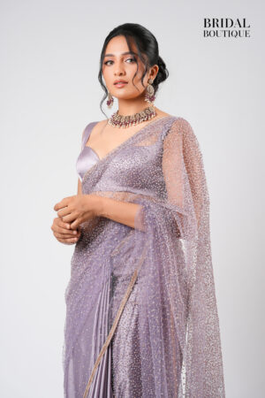 Purple Silk With Crystal Net