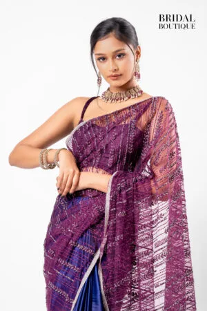 Blue/Purple Two Toned Silk With Crystal Net