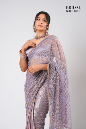 Metallic Silk With Crystal Net