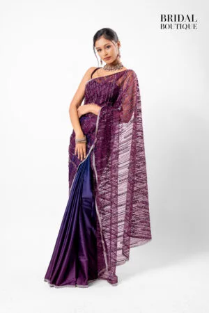 Blue/Purple Two Toned Silk With Crystal Net